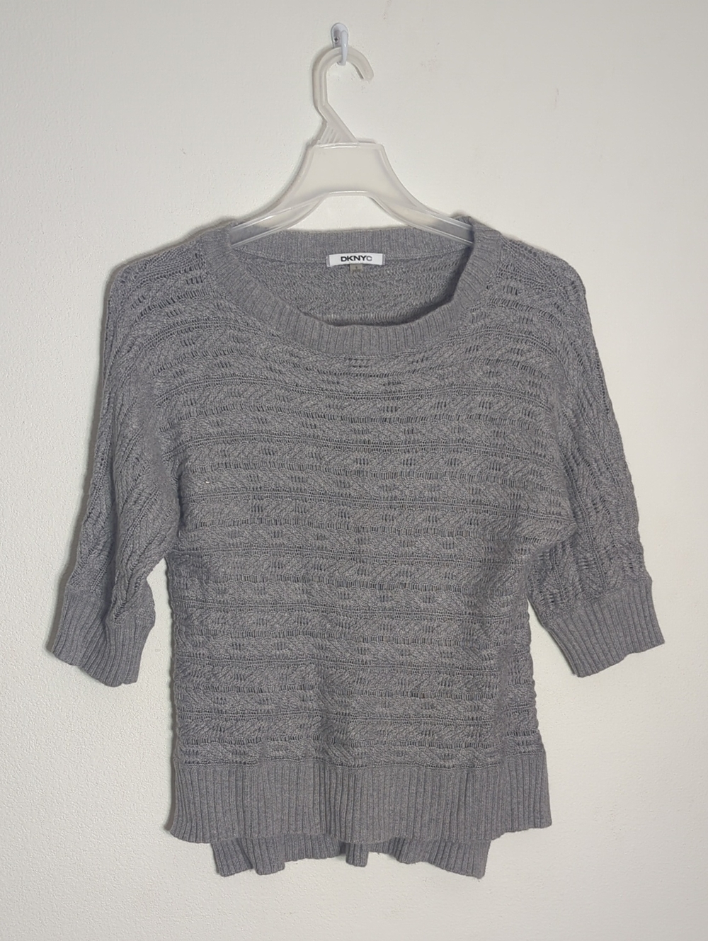 DKNY Womens Sweater Quiet Luxury Angora Rabbit Hair Grey Old Money Neutral Small
